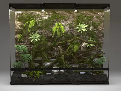 Natural Aquarium Landscape Setup With Lush Tropical Plants Stones And Branches 3d model