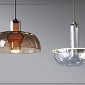 Stylish Modern Pendant Lights With Copper Glass Dome And Transparent Bowl Design
