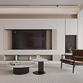 Modern Living Dining Area Interior Design With TV Wall Dining Table And Neutral Tones 3d model