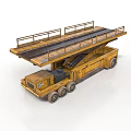 Yellow Industrial Construction Vehicle With Extendable Platform Railing And Multiple Wheels