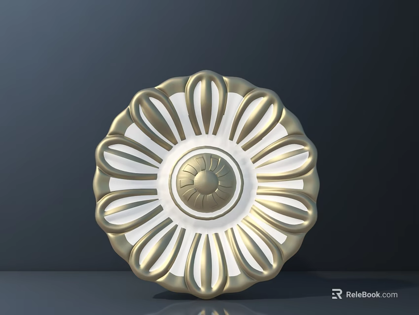 Road Infrastructure With Golden White Floral Circular Decorative Design Element 3d model 