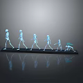Medical Device Model Displaying Human Skeleton Walking Posture Evolution with Multiple Arranged Postures 3d model