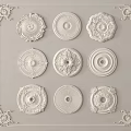 Ornate Artistic Carved Circular Ceiling Decorative Rosette Designs With White Finish