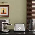 Sleek Kitchen Counter With Modern Coffee Machine Toaster And Kettle Appliances
