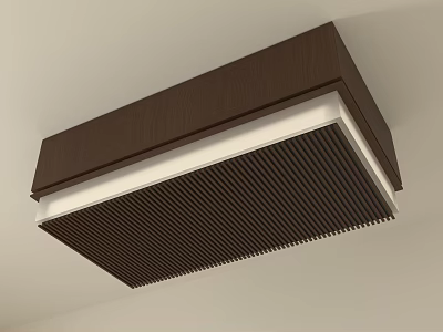 Modern Rectangular Ceiling Light With Dark Brown Frame Grid Pattern Design and White Light Strip 3d model