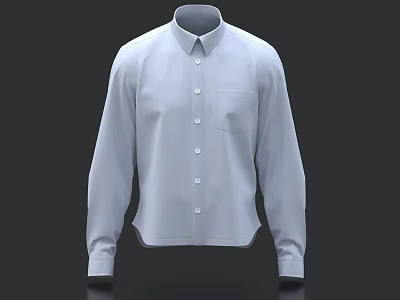 Classic White Long Sleeve Shirt With Button Front And Chest Pocket Design 3d model