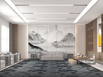 New Chinese Reception Room Meeting Room Tea Room model