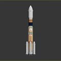 Multicolored Space Rocket Model With White Nose Cone And Side Boosters For Cosmic Exploration 3d model