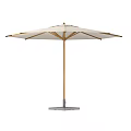 Outdoor Sunshade Umbrella With Wooden Frame Beige Fabric And Stable Base