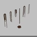 Rustic Metal Chains in Coiled Hanging and Loose Styles for Decorative Use 3d model