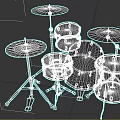Red Musical Drum Set With Drums And Cymbals For Music Performance 3d model
