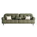 Modern Green Leather Two Seater Sofa With White And Gray Pillows 3d model