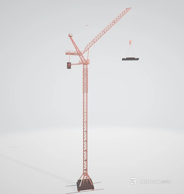 Tower Crane With Extended Boom And Hanging Load In Construction Environment 3d model