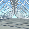 Modern Pergola With Curved Roof Grid Metal Frame And Geometric Architectural Design