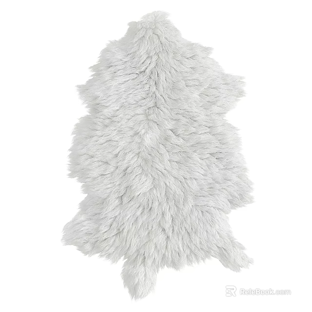 White Fluffy Shaped Rug Modern Living Room Soft Plush Decorative Comfortable Carpet 3d model 