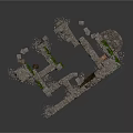 Ancient Stone Architectural Components Of Ruins 3D Model With Broken Walls And Stone Blocks