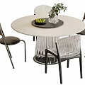 Modern Dining Table and Chair Combination Round Dining Table Dining Chair Single Chair 3d model
