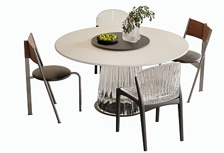 Modern Dining Table and Chair Combination Round Dining Table Dining Chair Single Chair 3d model