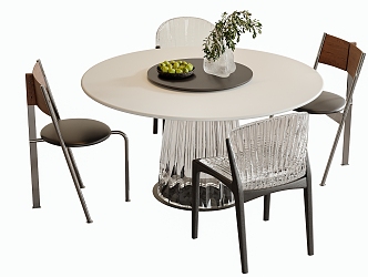 Modern Dining Table and Chair Combination Round Dining Table Dining Chair Single Chair 3d model