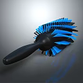Durable Brush With Black Handle And Blue Bristles On Gray Background