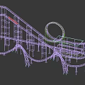 Fun Colorful Roller Coaster Track With Yellow Cabin In Kids Playground