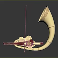 Golden Brass Musical Instrument With Red Violin And Ornate Horn Design