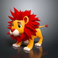 Stuffed Lion Doll Featuring Red Mane Yellow Body Green Eyes And White Paws