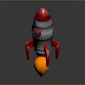 Game Movie Character Rocket With Silver Body Red Nose Tail Fins Blue Window Orange Thruster