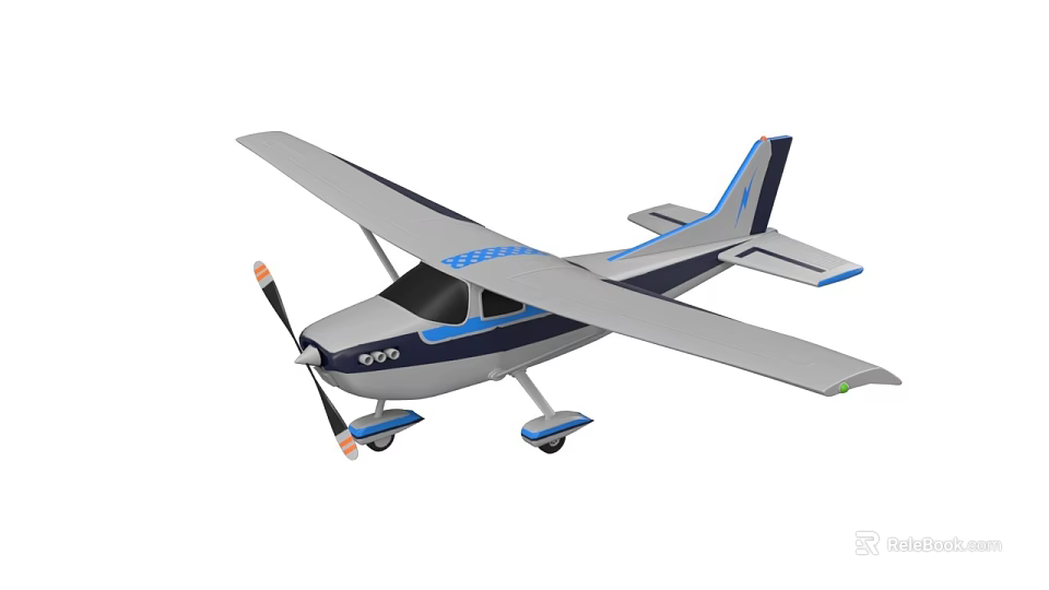Gray And Blue Model Helicopter With Rotors Propellers And Landing Gear 3d model 
