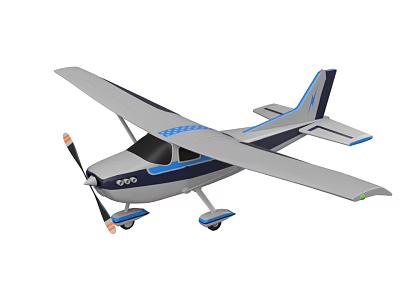 Gray And Blue Model Helicopter With Rotors Propellers And Landing Gear 3d model