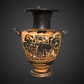 Antique Style Black And Gold Decorative Vase With Mythological Patterns For Home Furniture