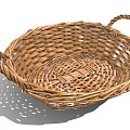 Natural Handwoven Wicker Basket with Handles for Home Storage and Decorative Use