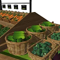Organized Retail Display Shelves with Fresh Vegetables and Price Tags