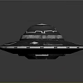 Futuristic UFO Spaceship Design For Cosmic Exploration With Blue Glowing Edges And Symbols