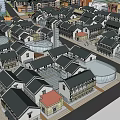 Traditional and Modern Commercial Street with Diverse Architecture Shops and Pedestrian Areas