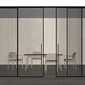 Modern Sliding Doors with Ribbed Glass and Black Frame for Interior Dining Space