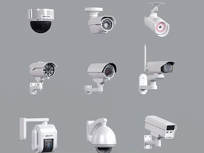 Different Types Of Digital Security Surveillance Cameras For Home And Office Use 3d model