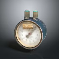 Vintage Pressure Gauge With Metal Casing Dial Pointer And Dual Fittings
