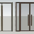 Modern Glass Entry Doors With Dark And Brown Frames And Metallic Handles