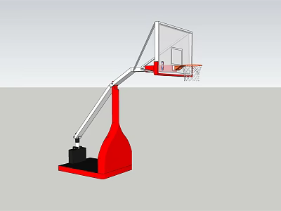 Sturdy Outdoor Sports Equipment Basketball Hoop Stand With Red Base And White Backboard 3d model