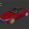 Red Convertible Sports Car With Sleek Design Black Top And Shiny Reflection On Dark Surface