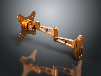 Golden Flexible Adjustable Wall Mounted Lighting Fixture Combination With Sturdy Metal Bracket 3d model