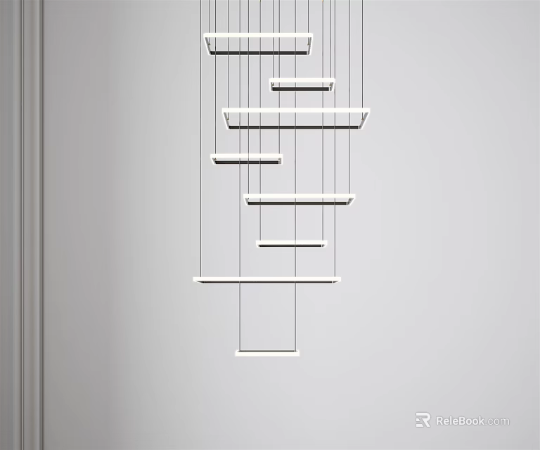 Modern Minimalist Chandelier With Layered Horizontal White Bars For Sleek Home Interior Design 3d model 