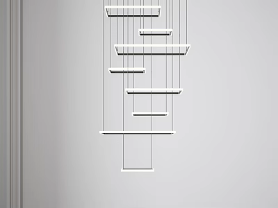 Modern Minimalist Chandelier With Layered Horizontal White Bars For Sleek Home Interior Design 3d model