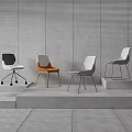 Modern Dining Chairs With Various Colors Designs And Wheels On Gray Floor