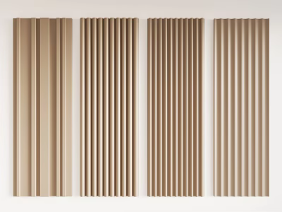 Light Brown Decorative Wall Panels For Interior With Various Vertical Striped Designs 3d model