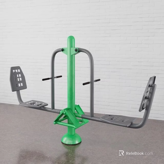 Outdoor Sports Equipment With Green And Gray Double Seat Design For Public Fitness Training 3d model 