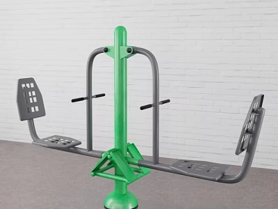 Outdoor Sports Equipment With Green And Gray Double Seat Design For Public Fitness Training 3d model