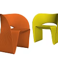 Modern Sleek Leisure Chair With Red And Green Colors And Curved Textured Design