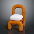 Modern Orange Chair With Curved Frame And White Padded Seat Design